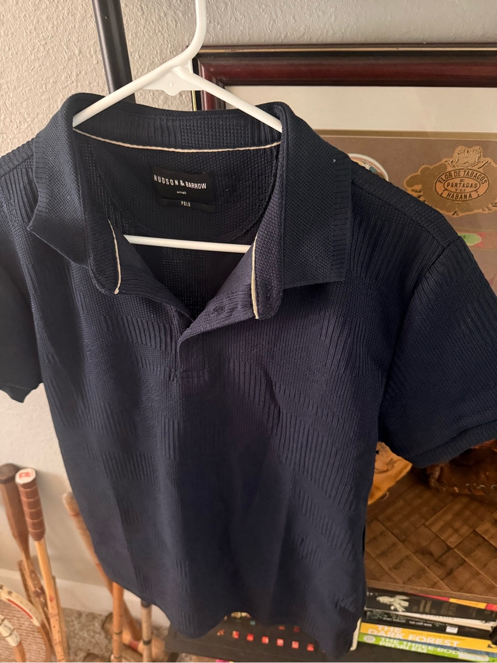 Hudson & Barrow Navy Short-Sleeve Polo